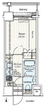 ドゥーエ新富町 406 間取り図