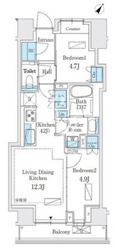 パークホームズ入谷 1402 間取り図