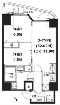 エスレジデンス蔵前 802 間取り図
