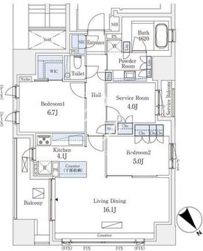 グランスイート千代田麹町 1302 間取り図