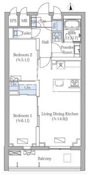 モクシオンプレミアム四谷大京町 102 間取り図