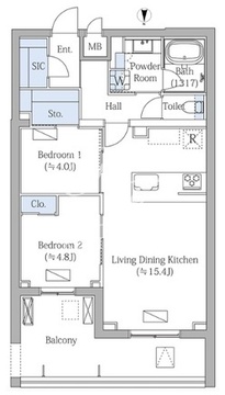 モクシオンプレミアム四谷大京町 206 間取り図