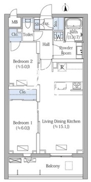 モクシオンプレミアム四谷大京町 304 間取り図
