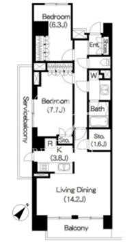 ブリリアイスト三軒茶屋 I-705 間取り図