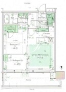 晴海フラッグ PARK-T-33階55.34㎡ 間取り図