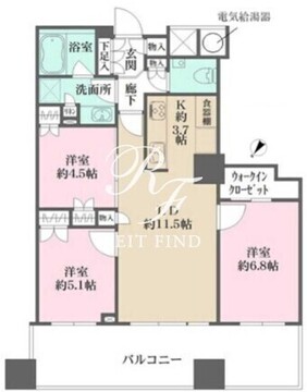 ザ・パークハウス西新宿タワー60 3113 間取り図