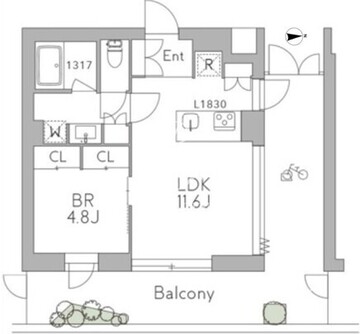 グランデュオ三軒茶屋12 402 間取り図