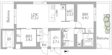 グランデュオ三軒茶屋12 304 間取り図