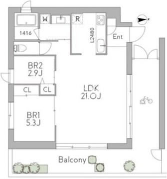 グランデュオ三軒茶屋12 303 間取り図