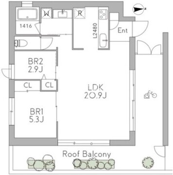 グランデュオ三軒茶屋12 203 間取り図