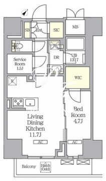 ラティエラ武蔵小山レジデンス 1307 間取り図