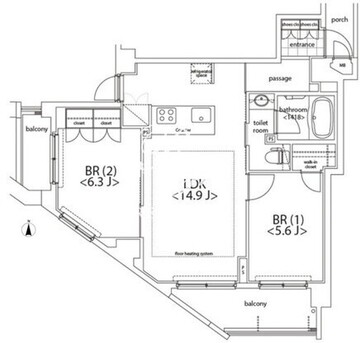 カスタリア麻布十番 201 間取り図
