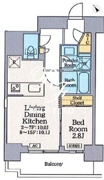ワンルーフフラット門前仲町 1301 間取り図