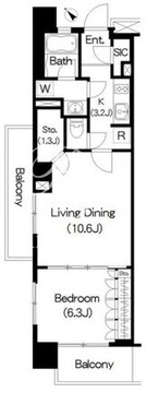 ブリリアイスト三軒茶屋 B-407 間取り図