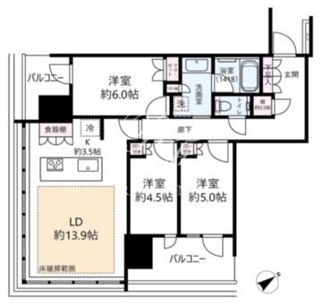 リビオタワー品川 2816 間取り図