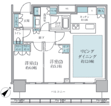 ブリリアタワー浜離宮 2908 間取り図