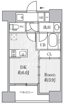 カバナプラス新富町 402 間取り図