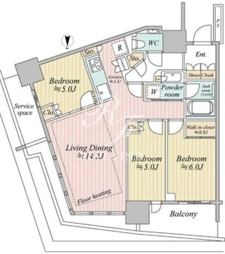 リビオタワー品川 3階73.50㎡ 間取り図