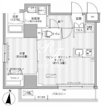 グランフォークス神田イーストタワー 1003 間取り図