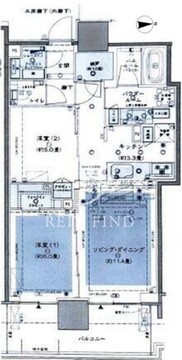 グランドシティタワー月島 15階60.23㎡ 間取り図