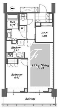 ブリリアイストタワー勝どき 19階55.04㎡ 間取り図