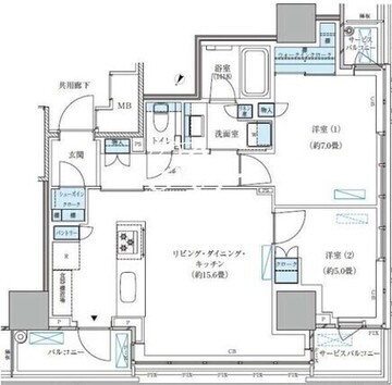 パークアクシス五反田スカイタワー 1201 間取り図