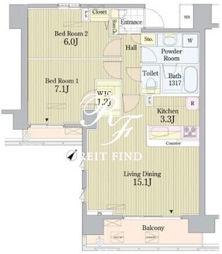 プライムアーバン東中野コート 910 間取り図
