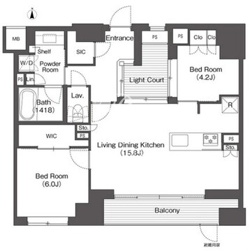 コンフォリア東新宿 1406 間取り図