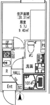 オーブリオン白金 202 間取り図