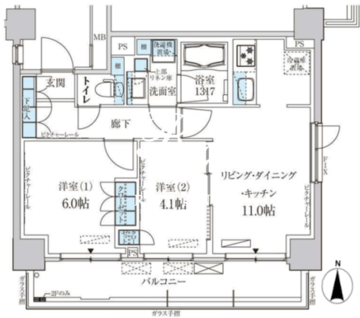 パークアクシス菊川ステーションゲート 708 間取り図