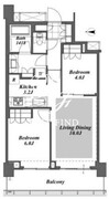ブリリアイストタワー勝どき 23階53.75㎡ 間取り図