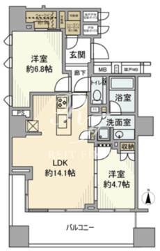 ザ・パークハウス大森タワー 4階61.64㎡ 間取り図