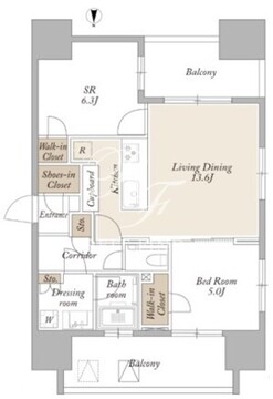 ライトテラス新宿御苑 1606 間取り図