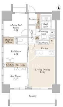 ライトテラス新宿御苑 1301 間取り図