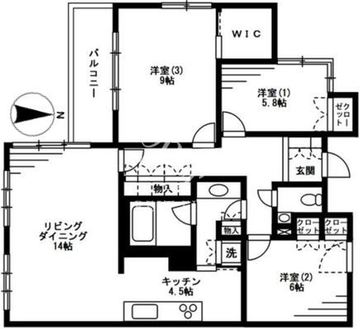 レジディア上目黒 304 間取り図