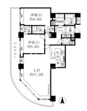 リバーポイントタワー 2707 間取り図