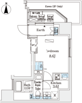 ディームス入谷1 302 間取り図