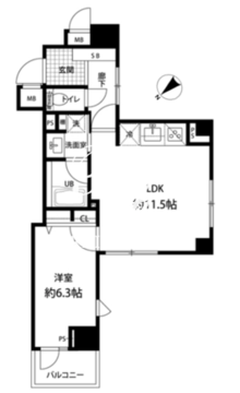 ルクレ日本橋馬喰町 303 間取り図