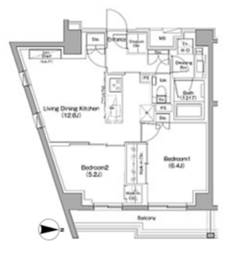 ザ・パークハビオ神泉 401 間取り図