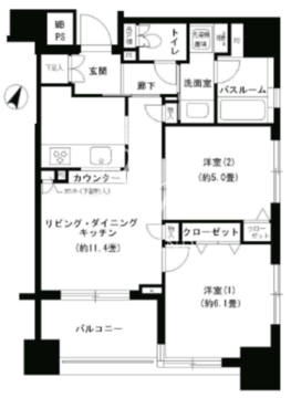 パークキューブ市ヶ谷 1102 間取り図