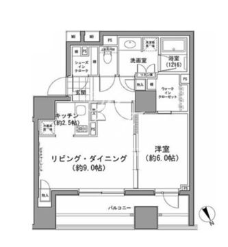 パークハビオ八丁堀 609 間取り図