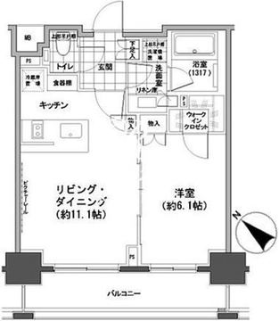 パークハビオ人形町 606 間取り図