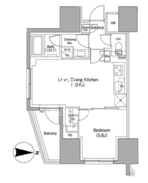 ザ・パークハビオ本郷菊坂 1101 間取り図