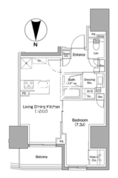 ザ・パークハビオ本郷菊坂 1204 間取り図