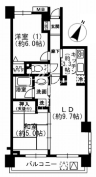 レジディア根岸 503 間取り図