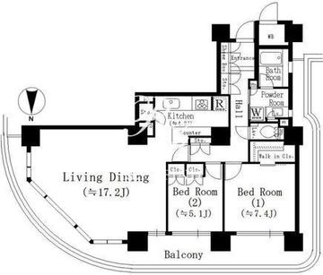 リバーポイントタワー 1601 間取り図