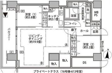 東雲キャナルコートCODAN 16-612 間取り図