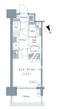 プレジリア新富町 402 間取り図