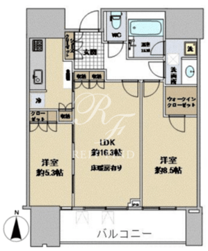 赤坂タワーレジデンストップオブザヒル 1805 間取り図