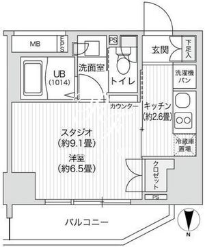 レジディア笹塚2 1410 間取り図